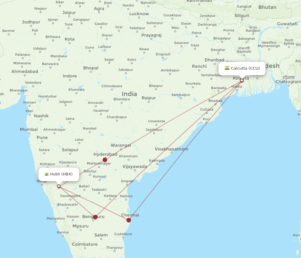 HBX-CCU flight routes