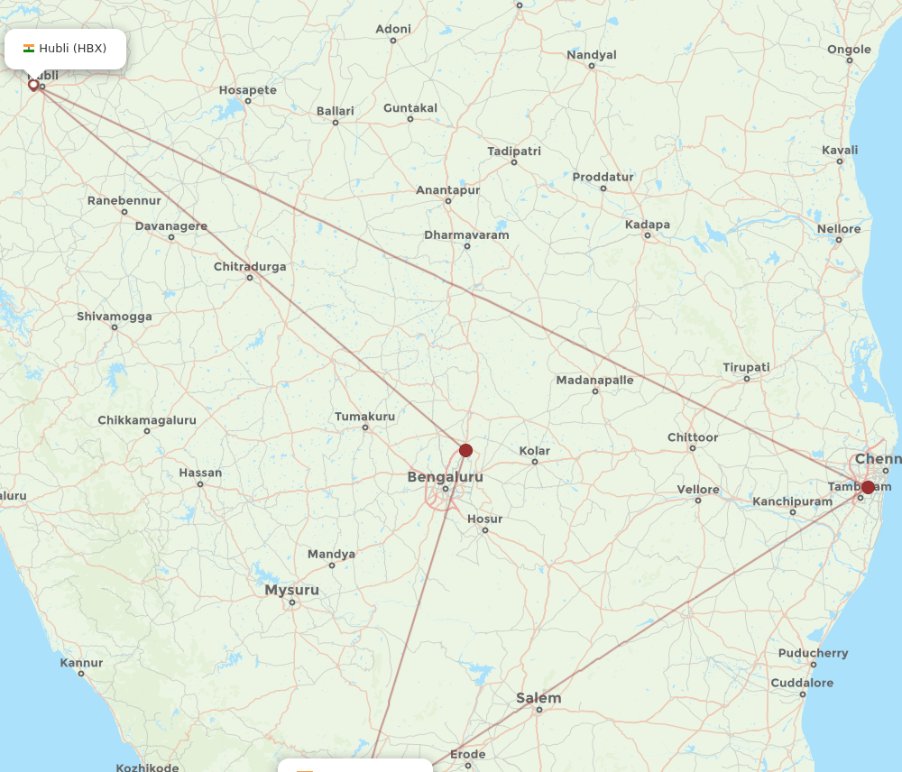 HBX to CJB flights and routes map