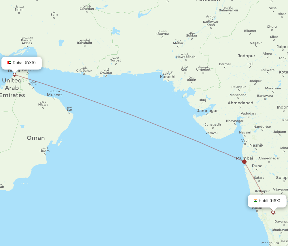 HBX to DXB flights and routes map