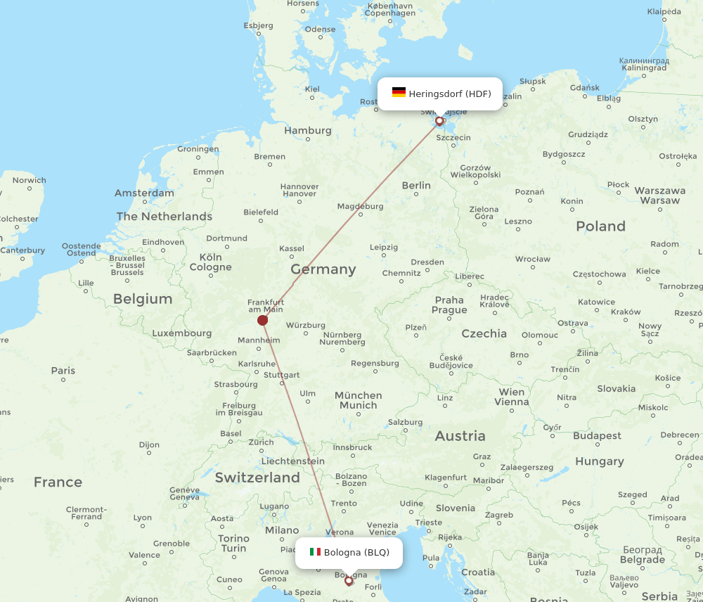 Bologna - Heringsdorf route map and flight paths