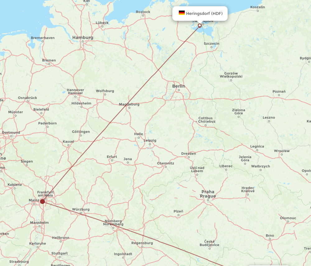 Vienna - Heringsdorf route map and flight paths