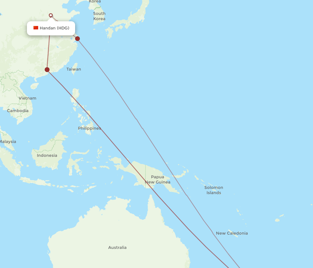 HDG-AKL flight routes