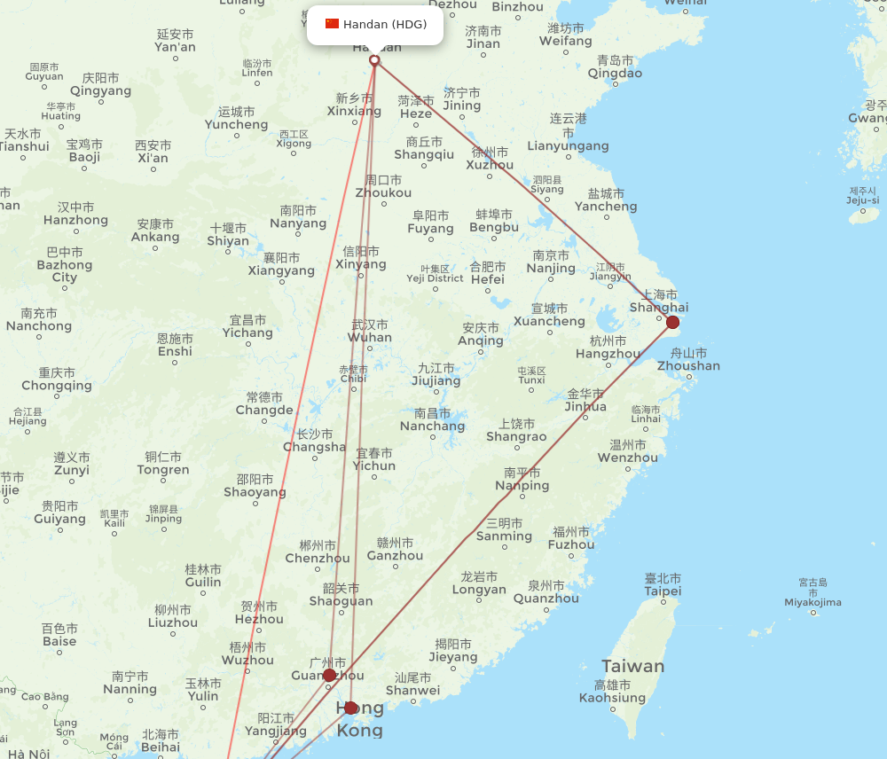 HDG to HAK flights and routes map