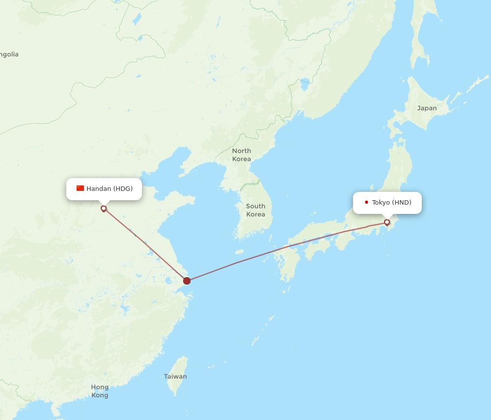 HDG to HND flights and routes map