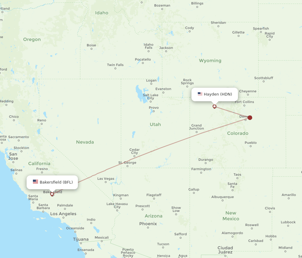 HDN to BFL flights and routes map