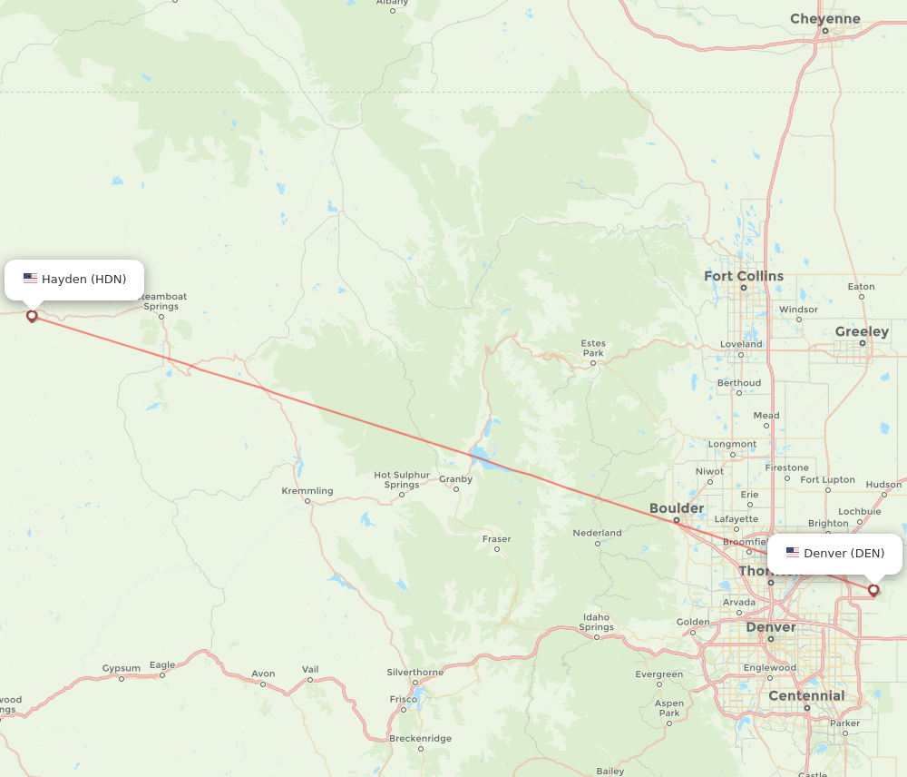 Hayden - Denver route map and flight paths