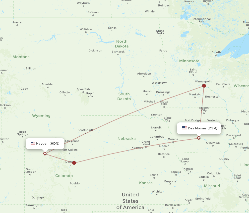 HDN-DSM flight routes