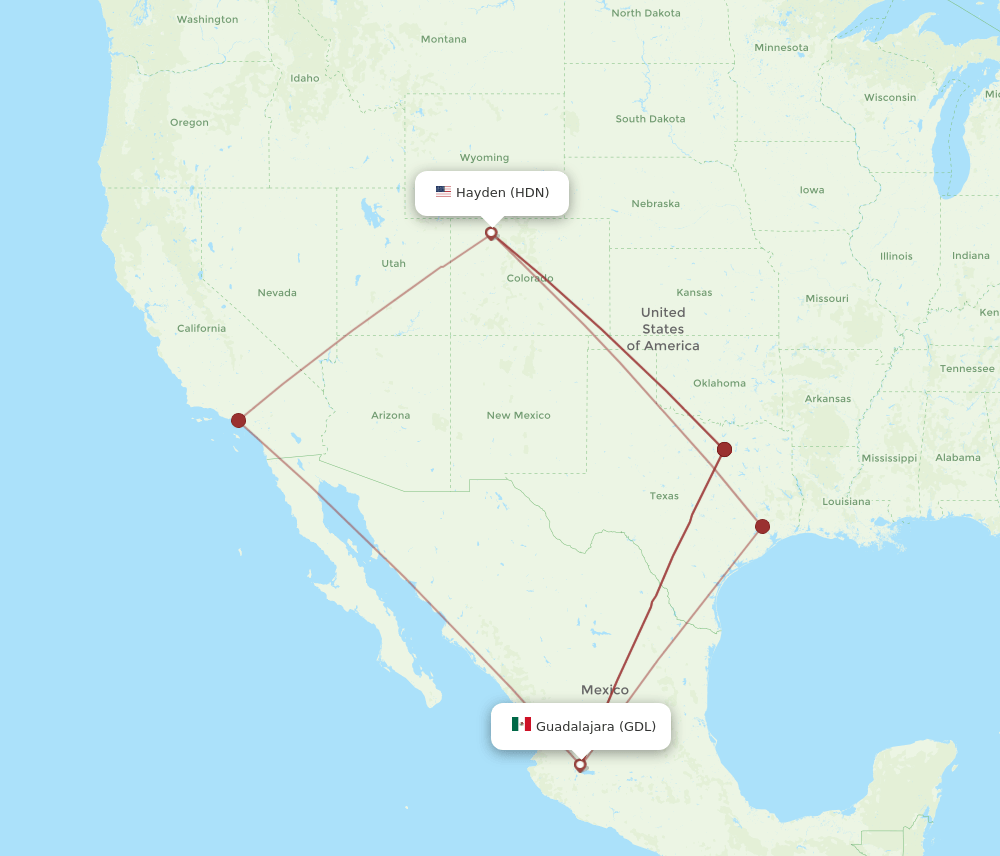 HDN-GDL flight routes