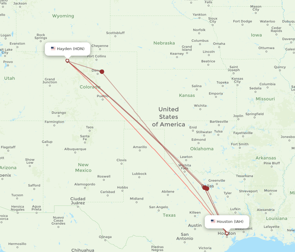 HDN-IAH flight routes
