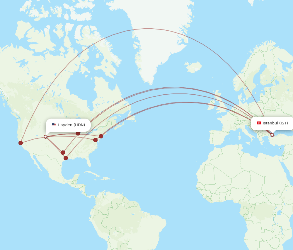 Istanbul - Hayden route map and flight paths