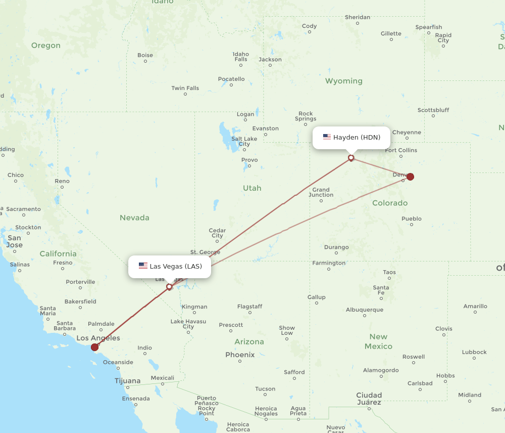 HDN-LAS flight routes