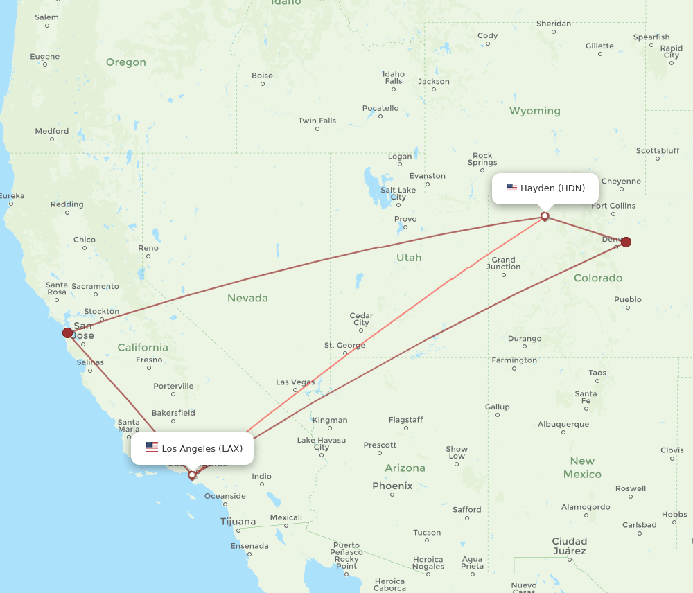 HDN-LAX flight routes