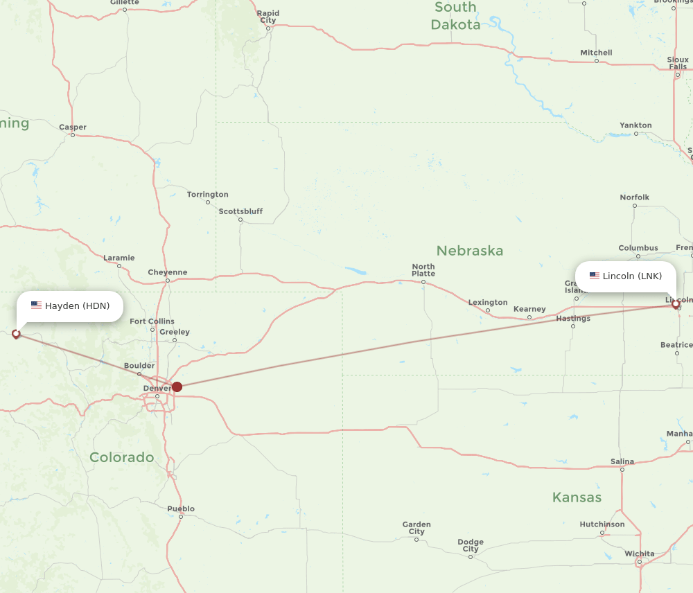 HDN-LNK flight routes