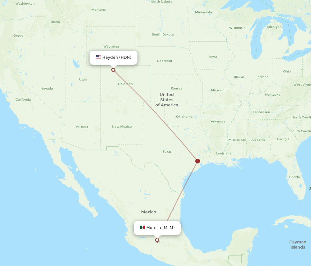 Hayden - Morelia route map and flight paths