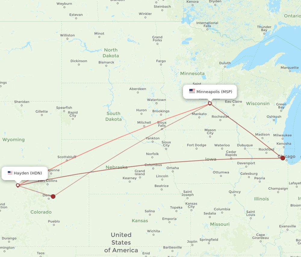 HDN-MSP flight routes