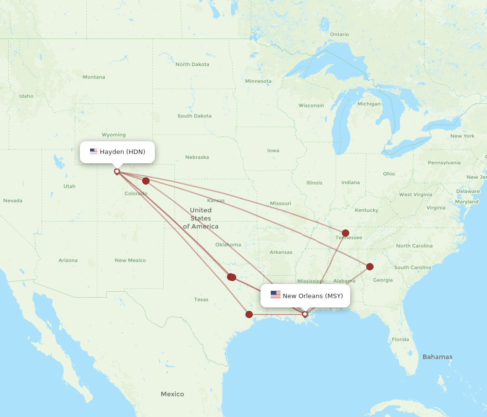 HDN-MSY flight routes