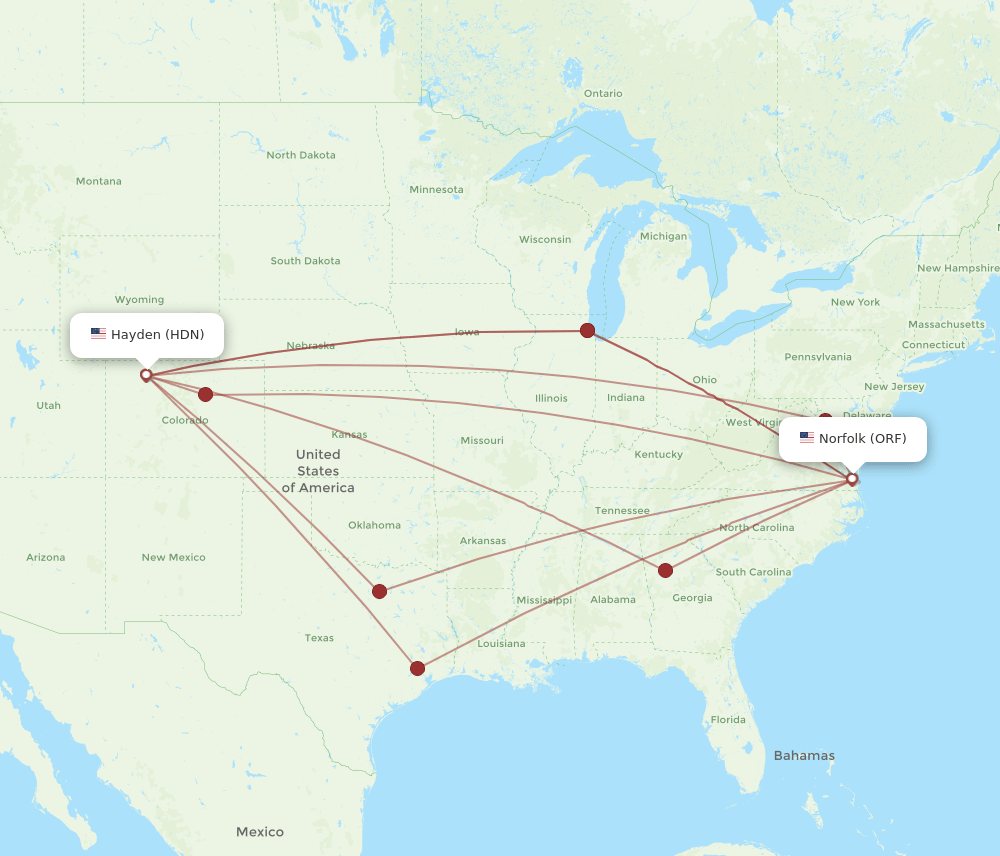 HDN-ORF flight routes