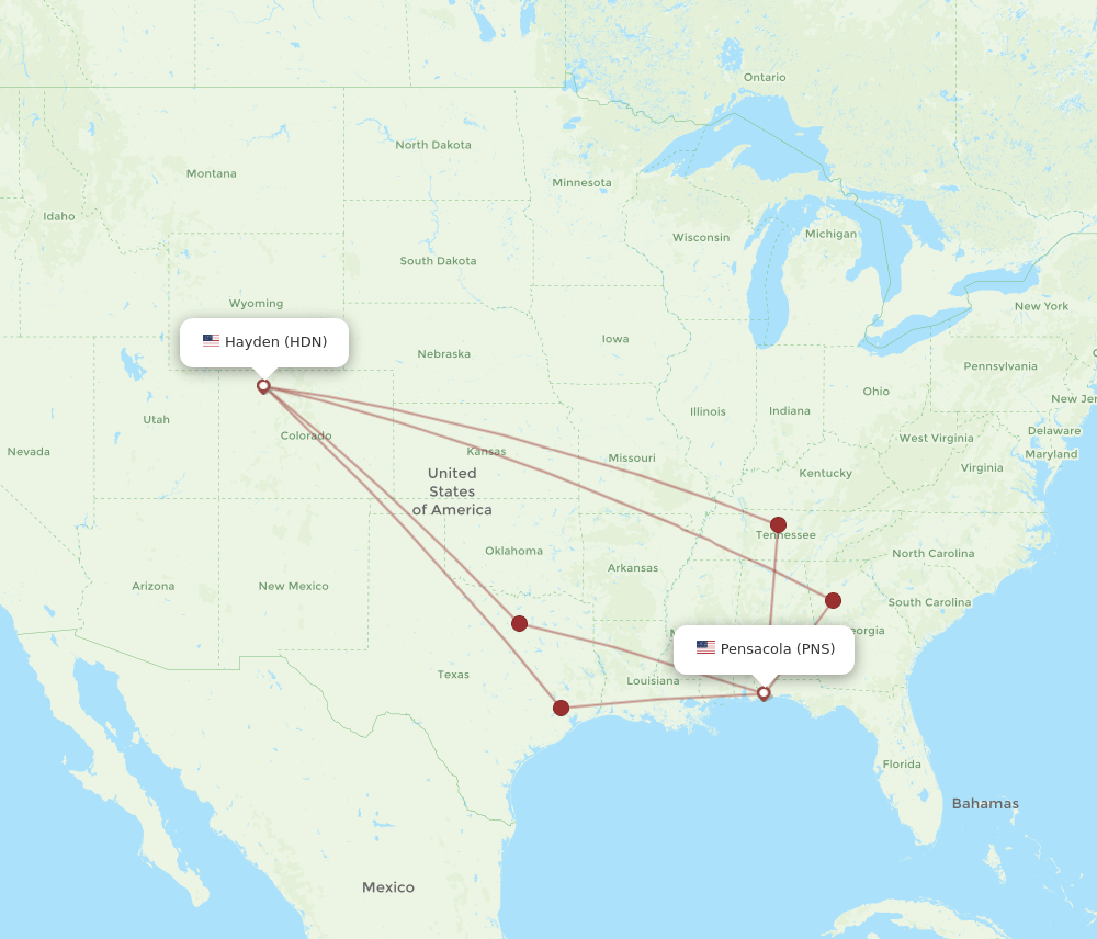 HDN to PNS flights and routes map