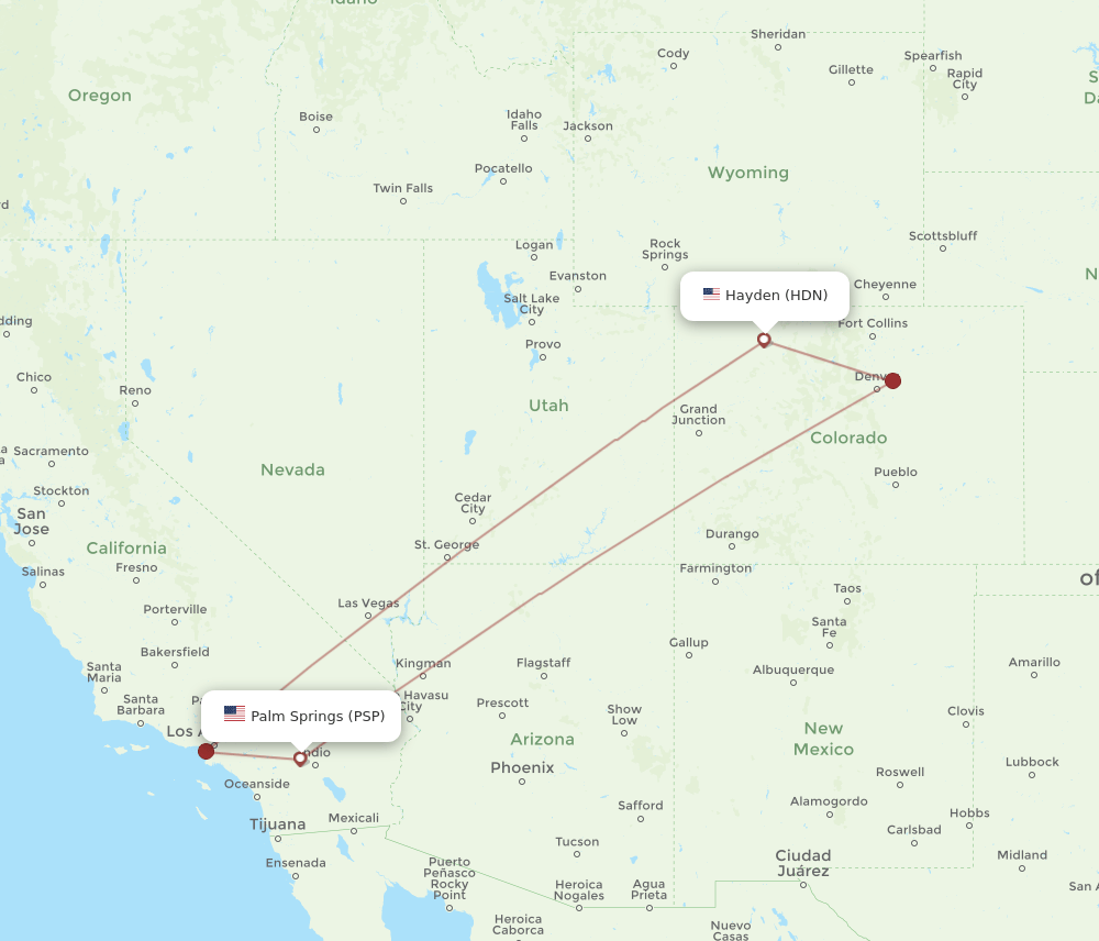 HDN-PSP flight routes