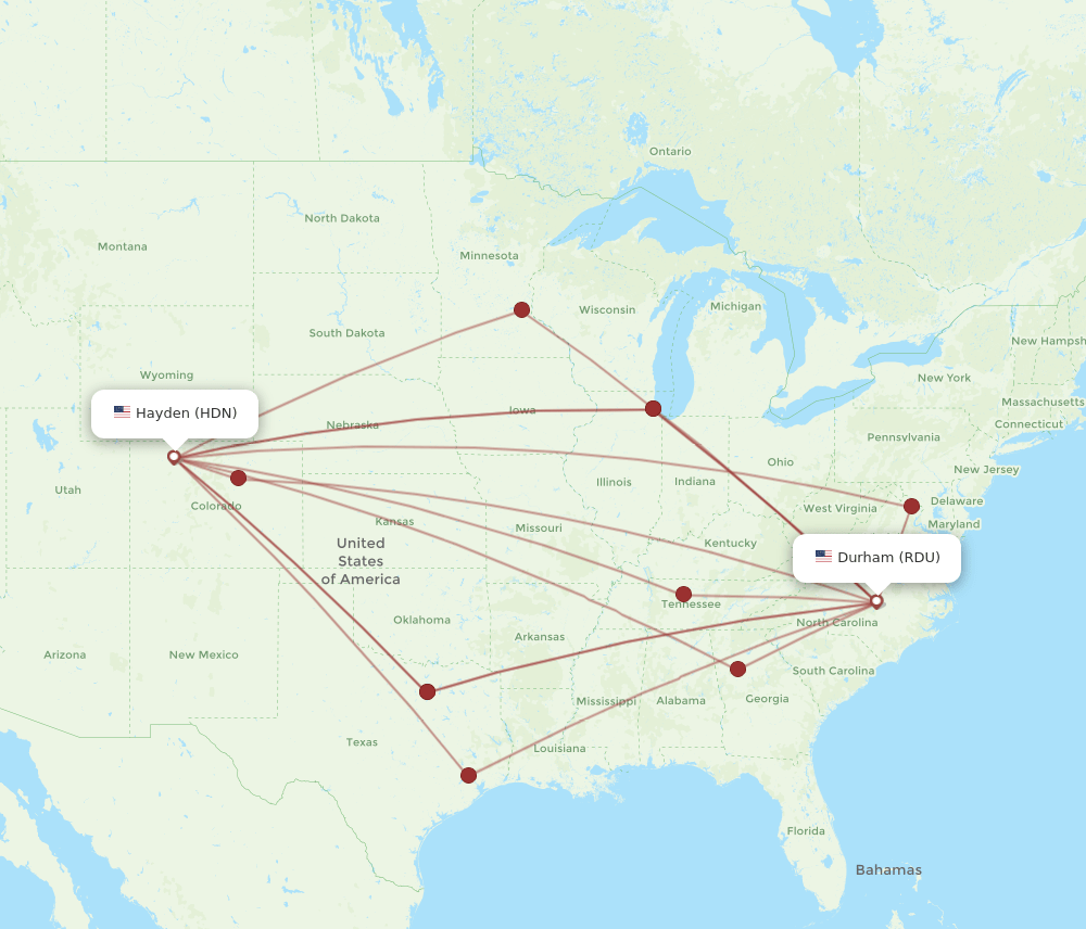 HDN-RDU flight routes
