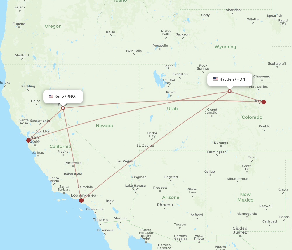 HDN-RNO flight routes