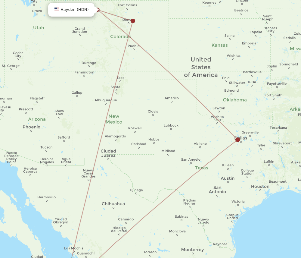 HDN to SJD flights and routes map
