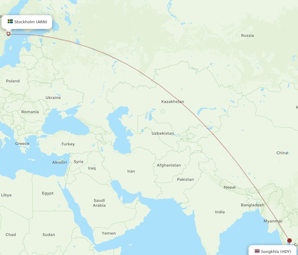 HDY-ARN flight routes