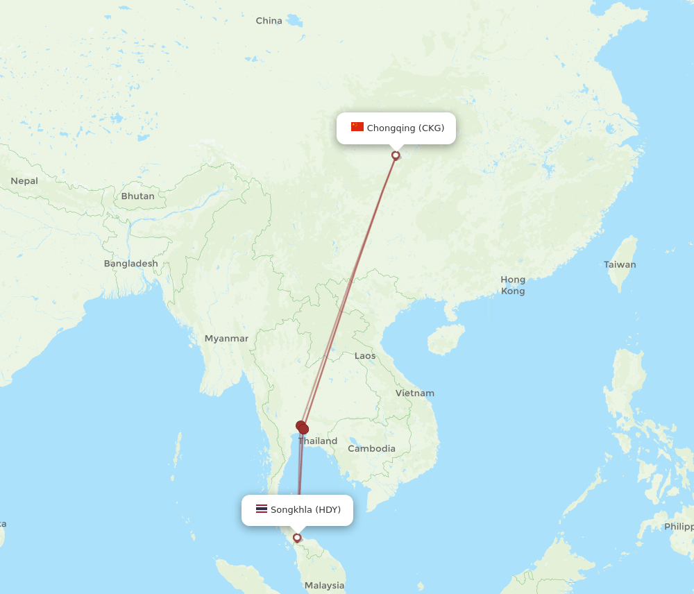 HDY-CKG flight routes