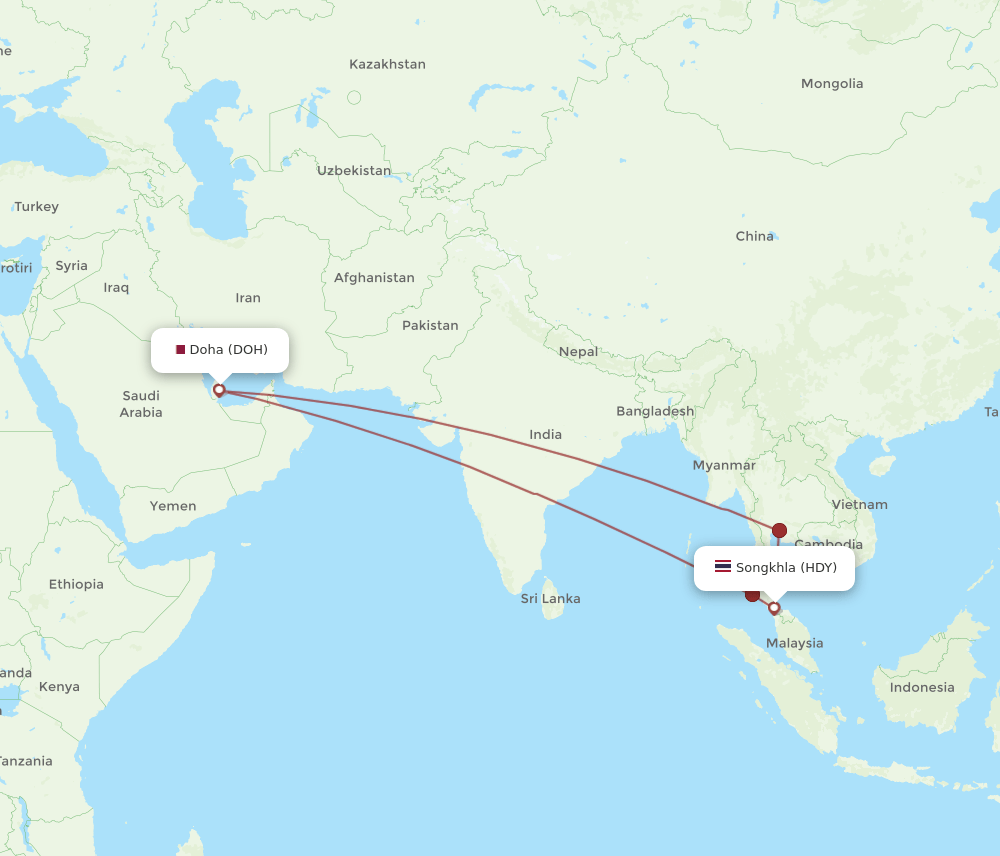HDY-DOH flight routes