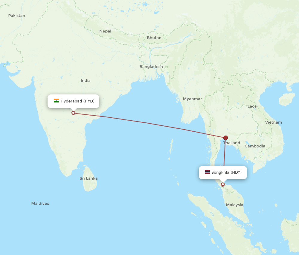 HDY-HYD flight routes