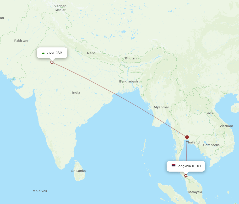 HDY-JAI flight routes