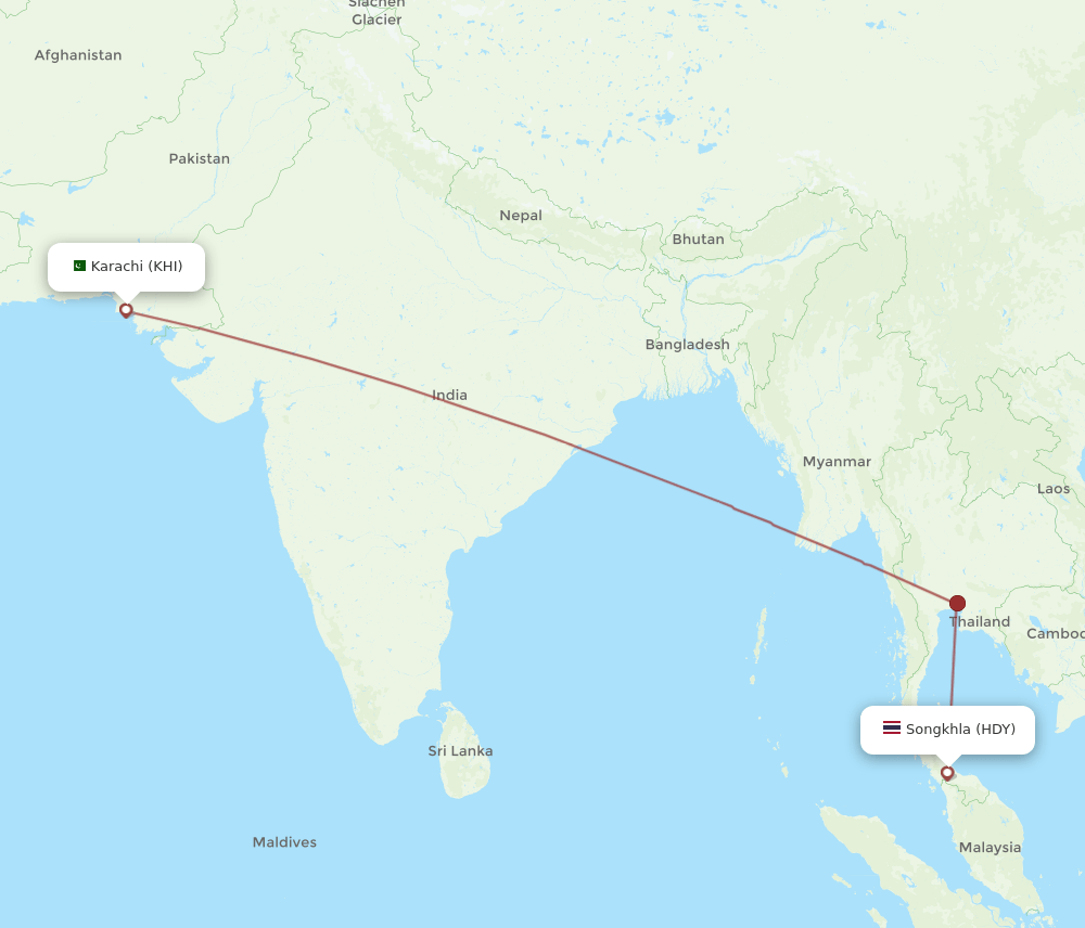 HDY-KHI flight routes