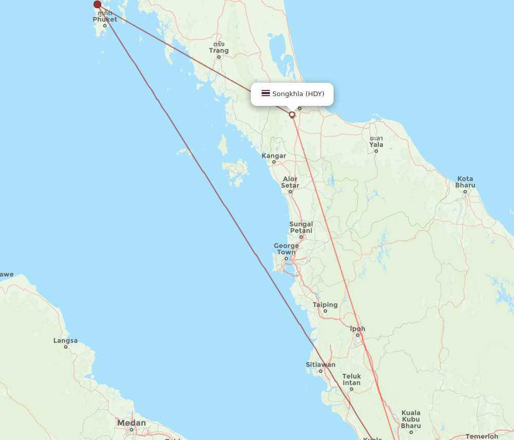 HDY to KUL flights and routes map