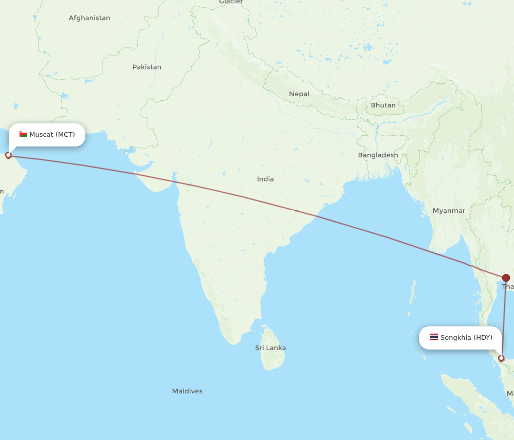 HDY-MCT flight routes