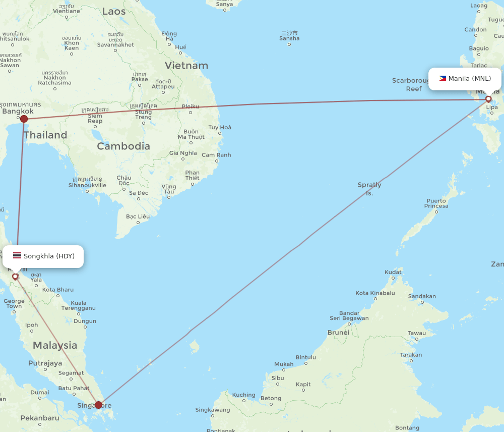 HDY-MNL flight routes