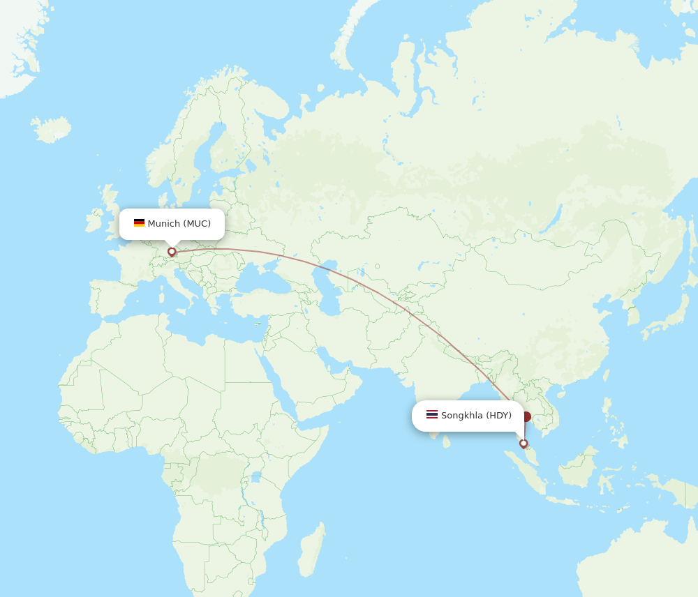HDY-MUC flight routes