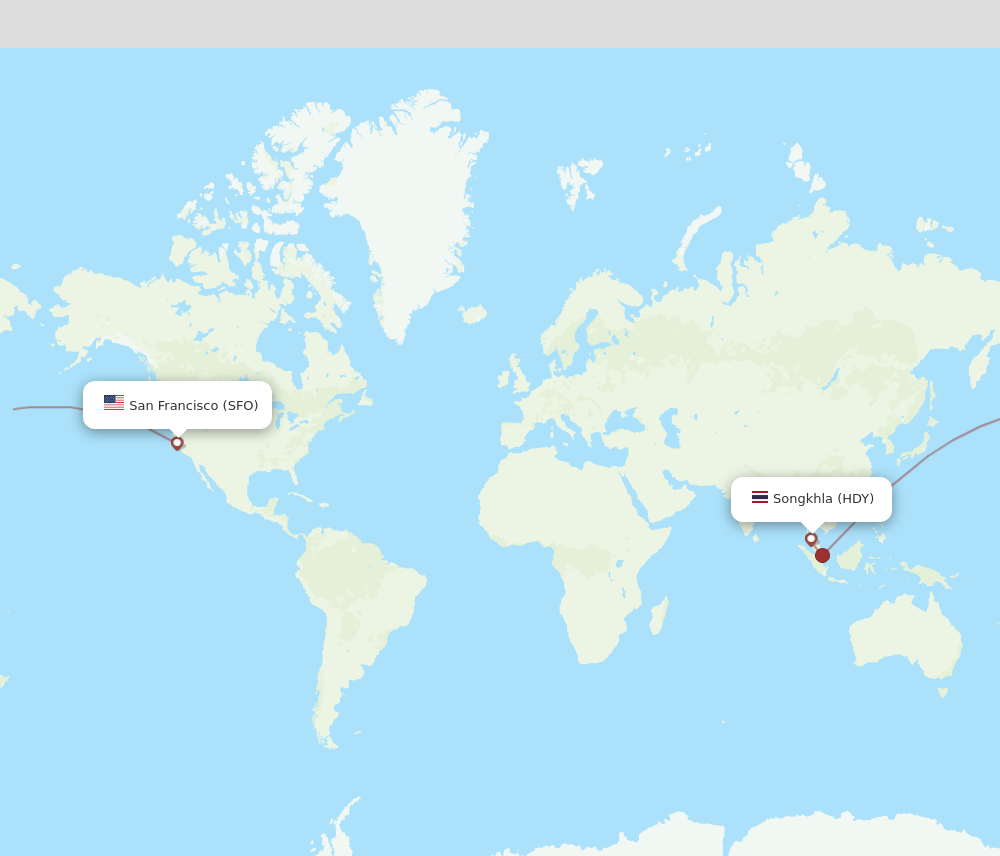 HDY to SFO flights and routes map