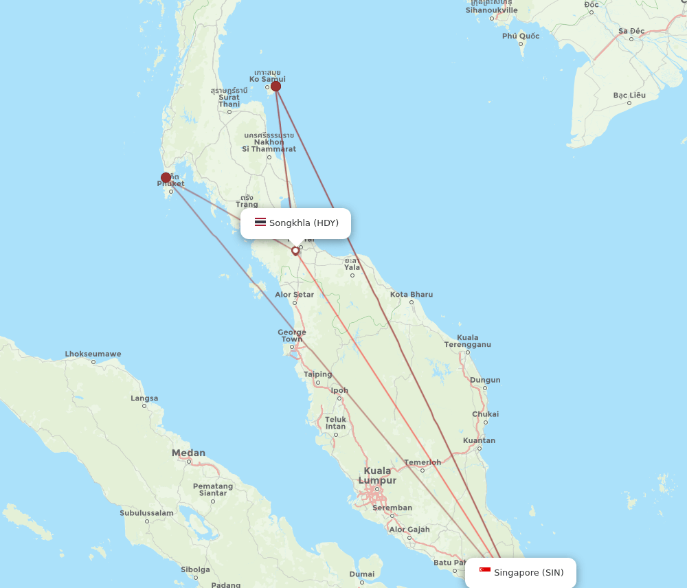 HDY-SIN flight routes