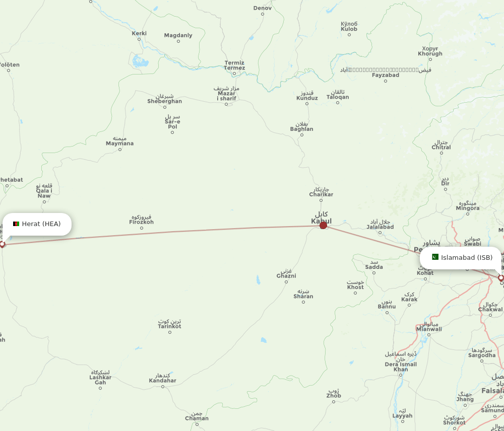 HEA-ISB flight routes