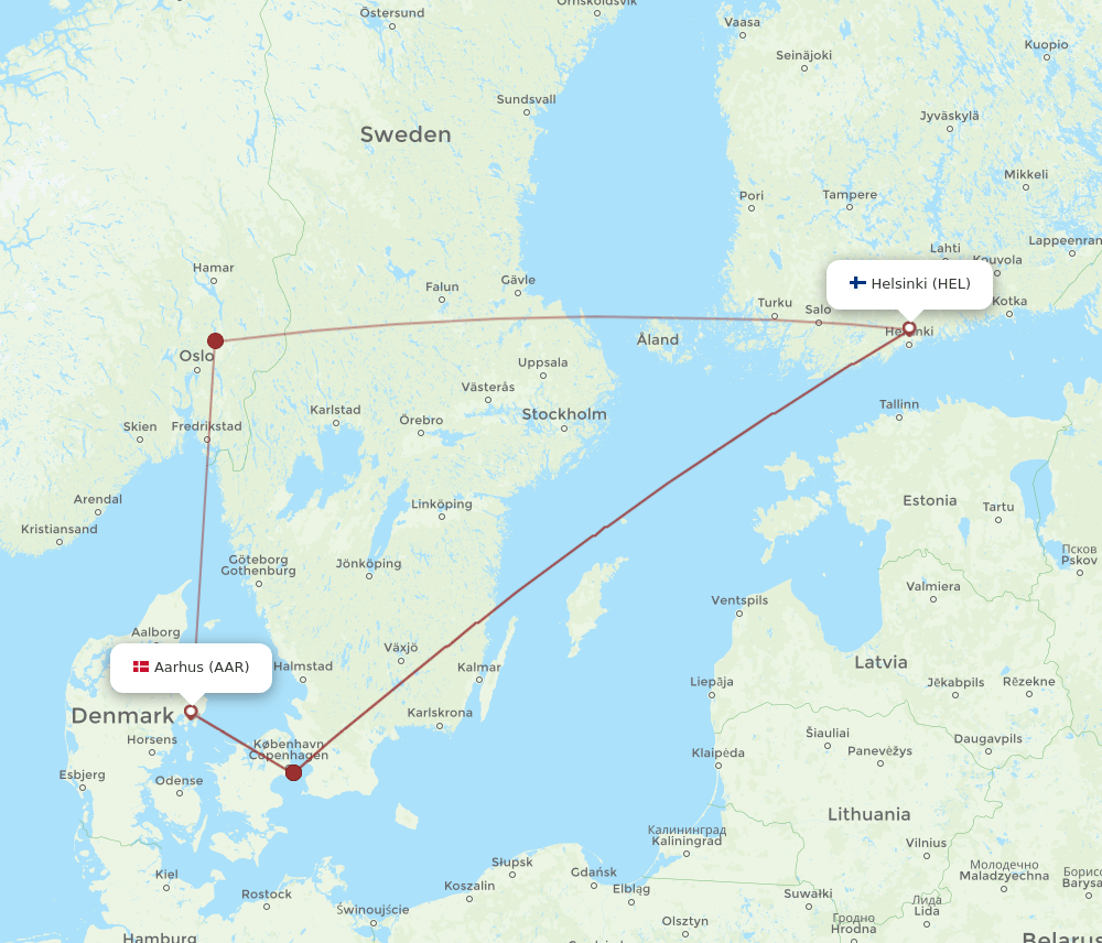 HEL-AAR flight routes