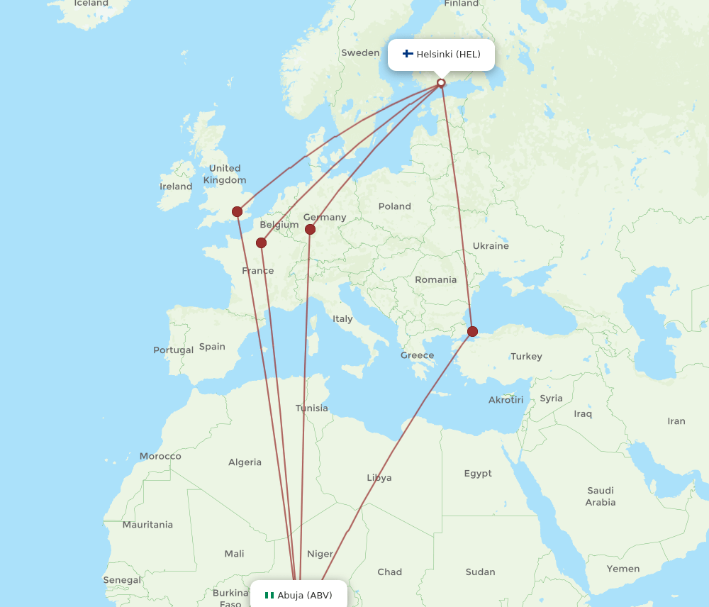 HEL-ABV flight routes