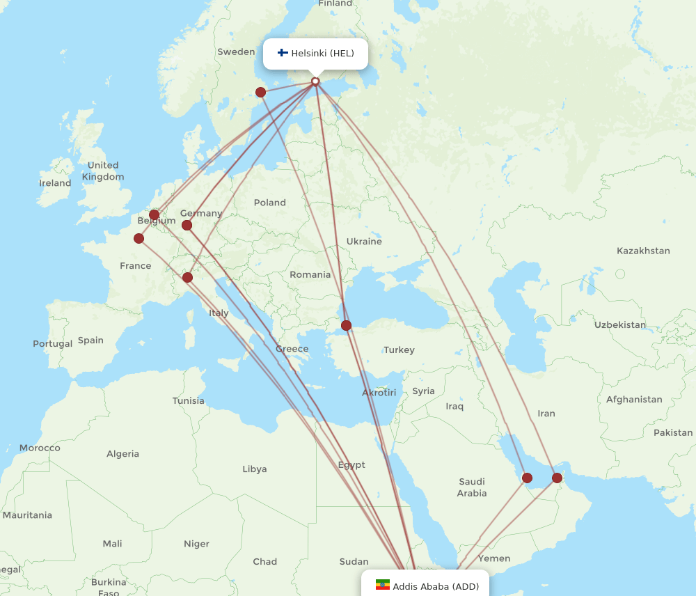 HEL-ADD flight routes