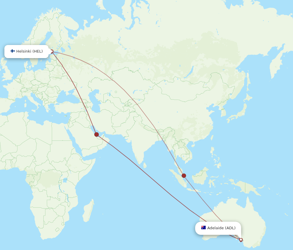 HEL-ADL flight routes