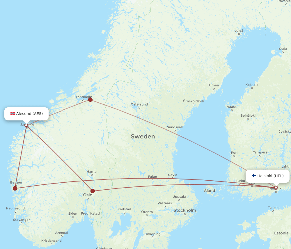 HEL-AES flight routes