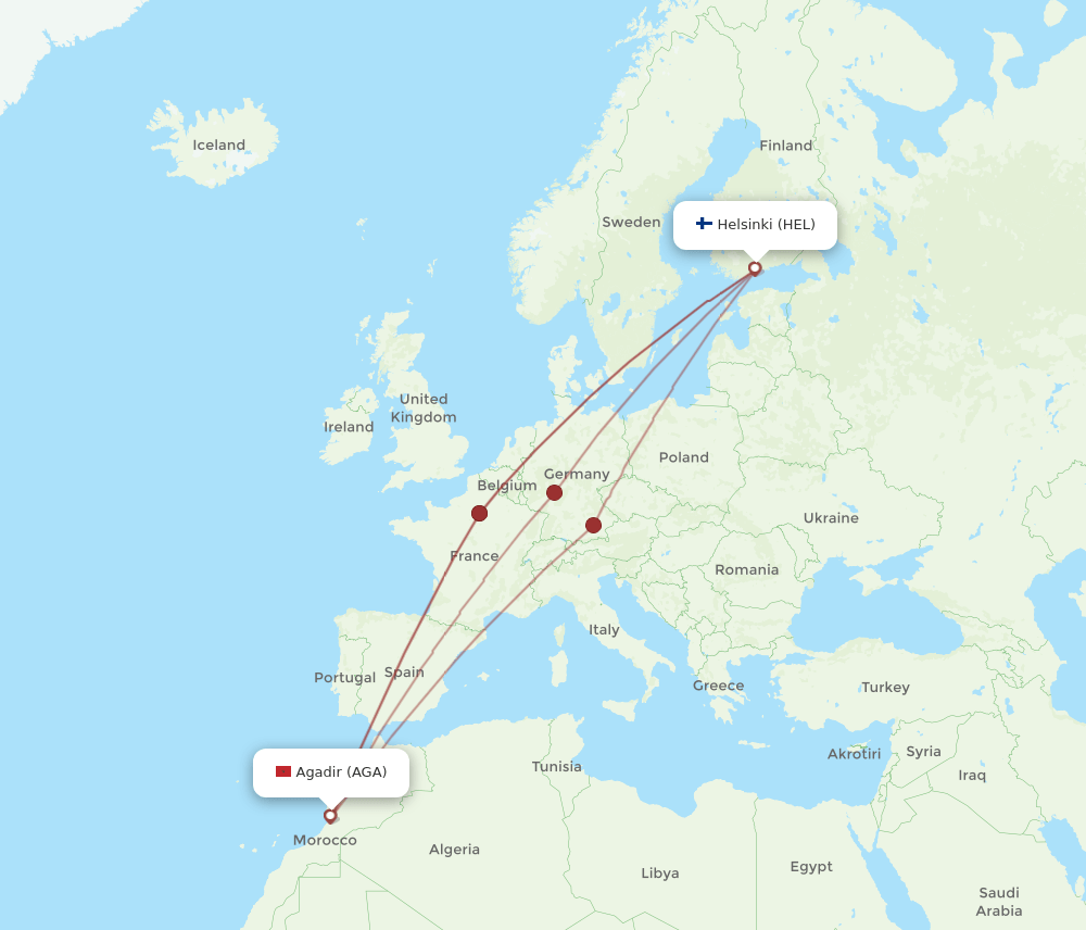 HEL-AGA flight routes