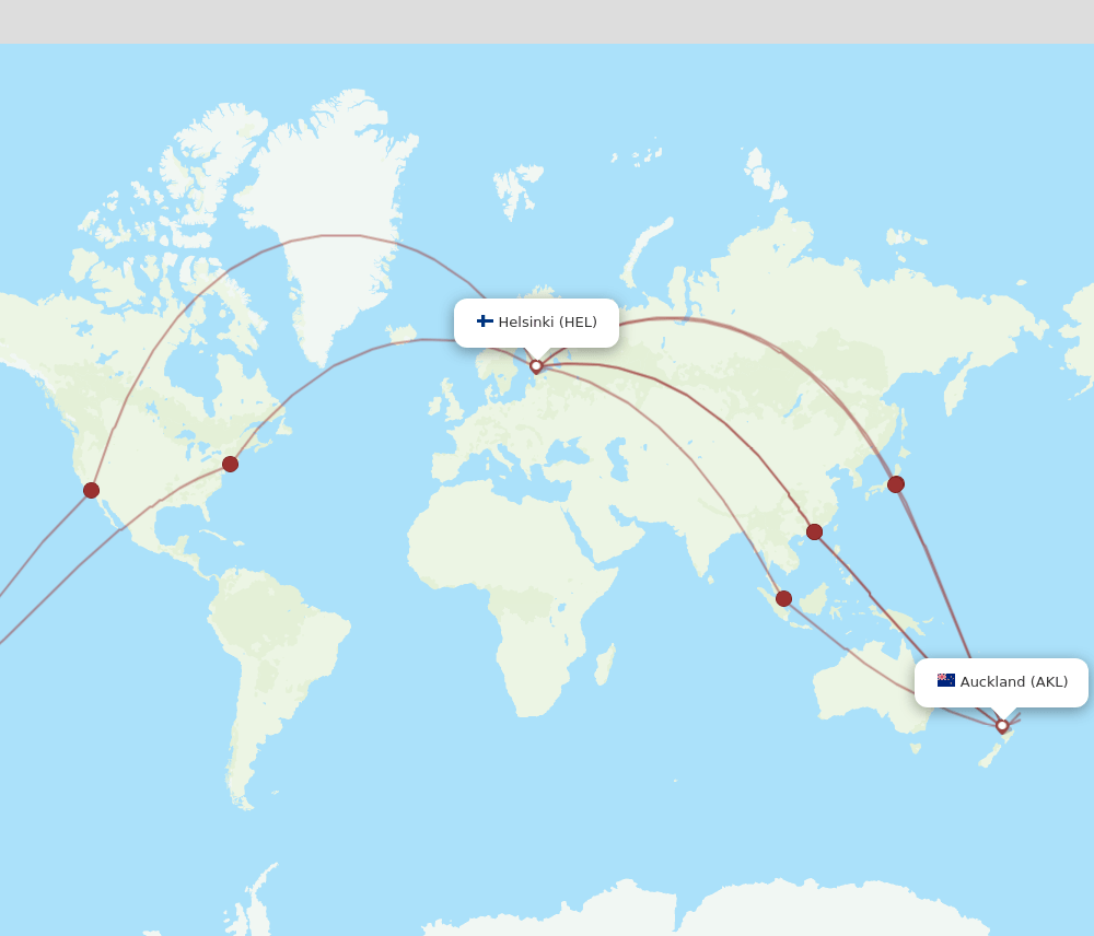 HEL-AKL flight routes