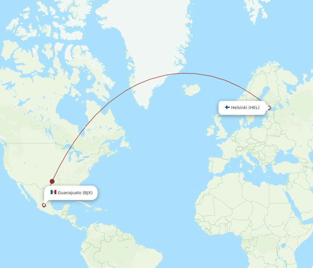 HEL-BJX flight routes