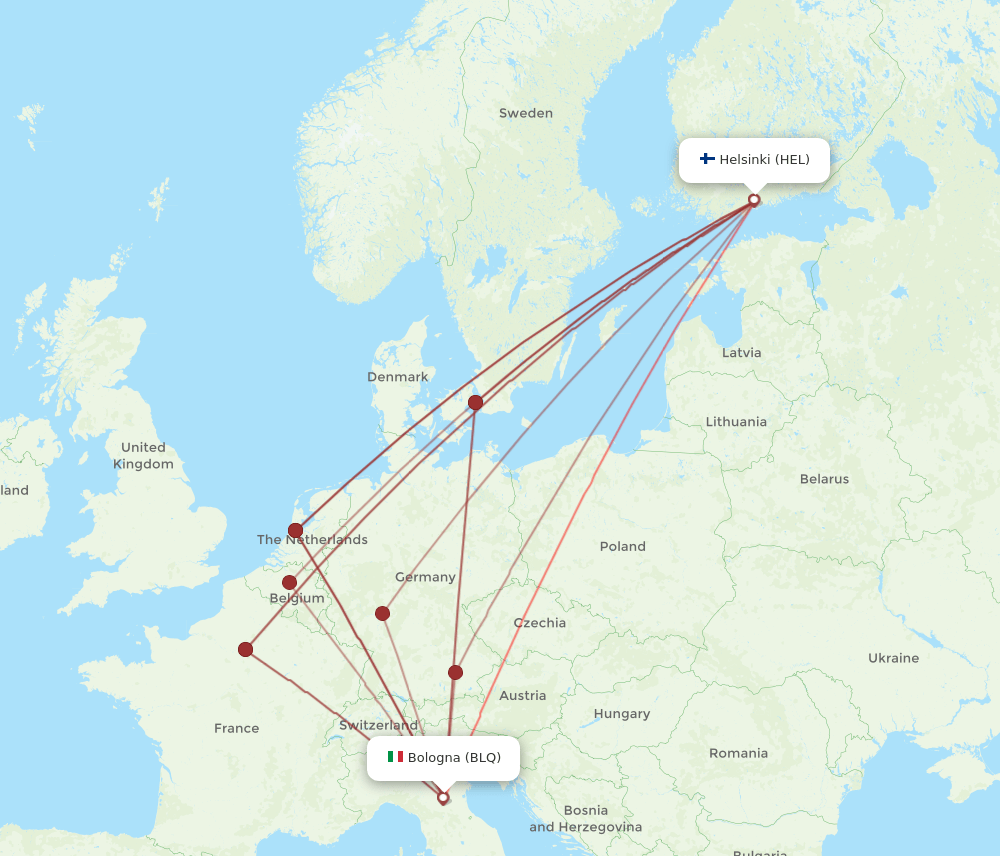 HEL-BLQ flight routes