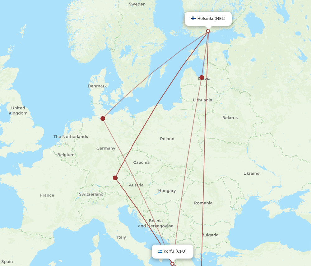 HEL-CFU flight routes