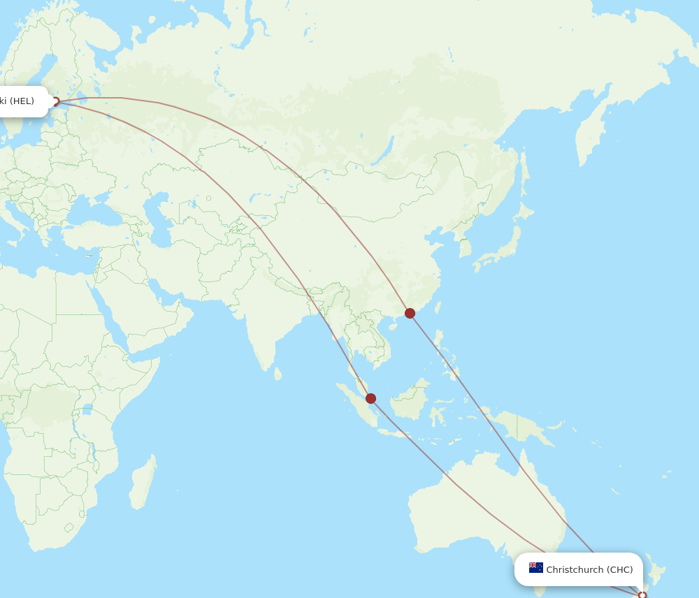 HEL-CHC flight routes